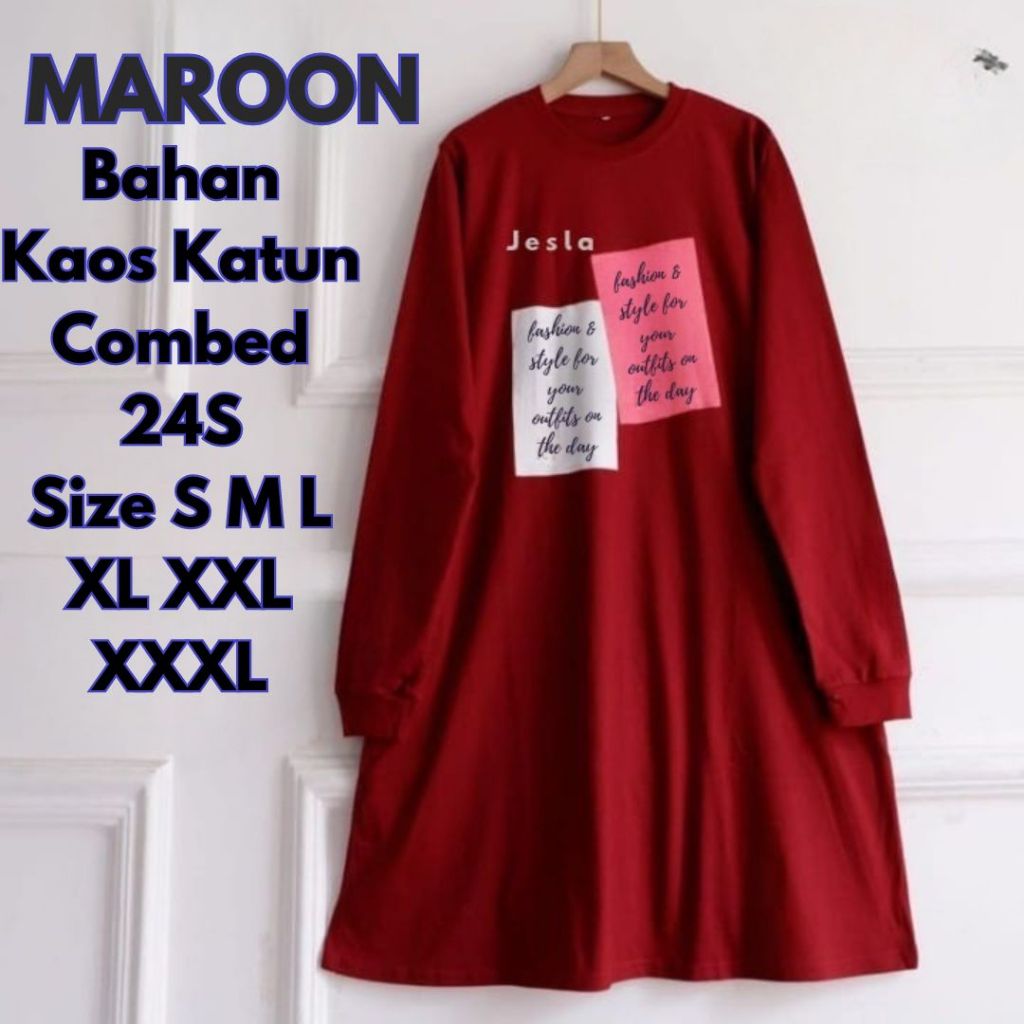 Rita Tunik BO Atasan Wanita Kekinian Bahan Kaos Katun Combed Aplikasi Sablon Fashion Muslim Oversize