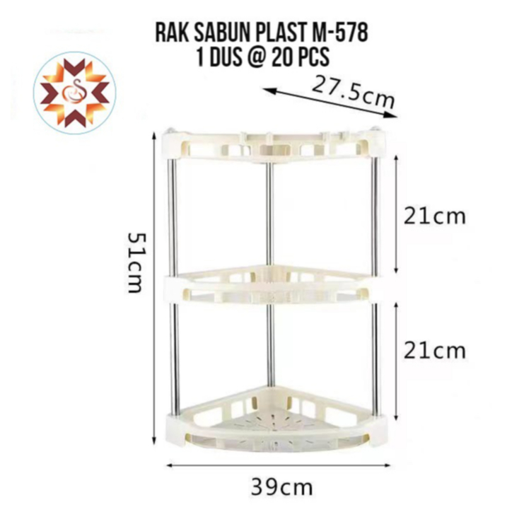 Rak Sudut Susun Serbaguna/ Rak Bumbu Sudut/ Rak Multifungsi/ Rak Sabun Plastik