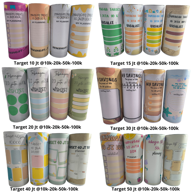 CELENGAN TARGET PERMANEN JUMBO 28 CM X 11 CM XXL 100 JUTA 50 JUTA 30 JUTA 40 JUTA 20 JUTA 15 JUTA 10