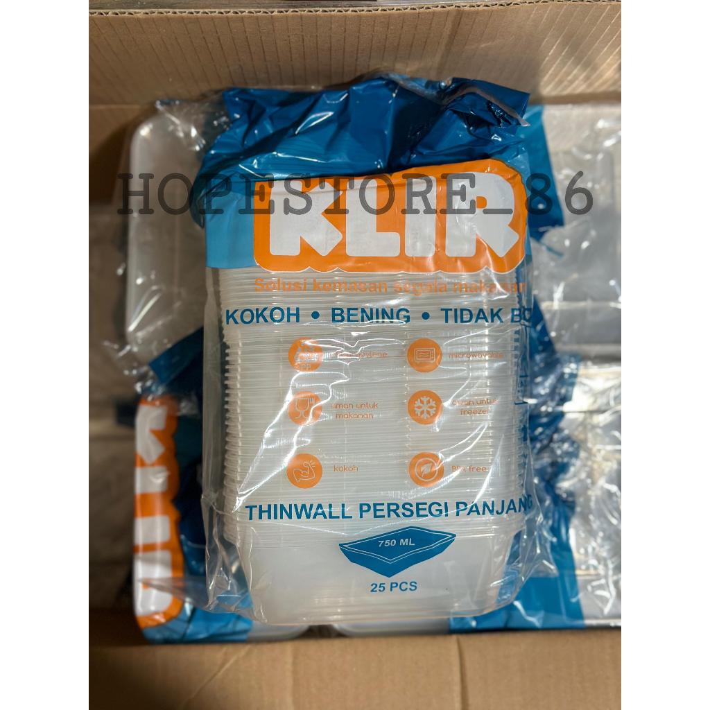 [25PC] THINWALL KLIR 750ML/KOTAK MAKAN 750ML/ANTI PECAH/KOTAK JUALAN MAKANAN/KOTAK BENING/KOTAK PLAS