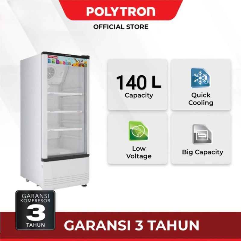 POLYTRON Showcase 140 Liter 3 Rak Lemari Pendingin SCN-190 X Garansi Resmi