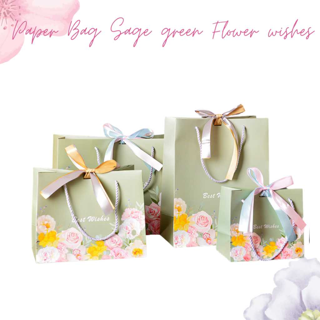 

Paper Bag Sage Green Flower Wishes Paper bag / Goodie Bag