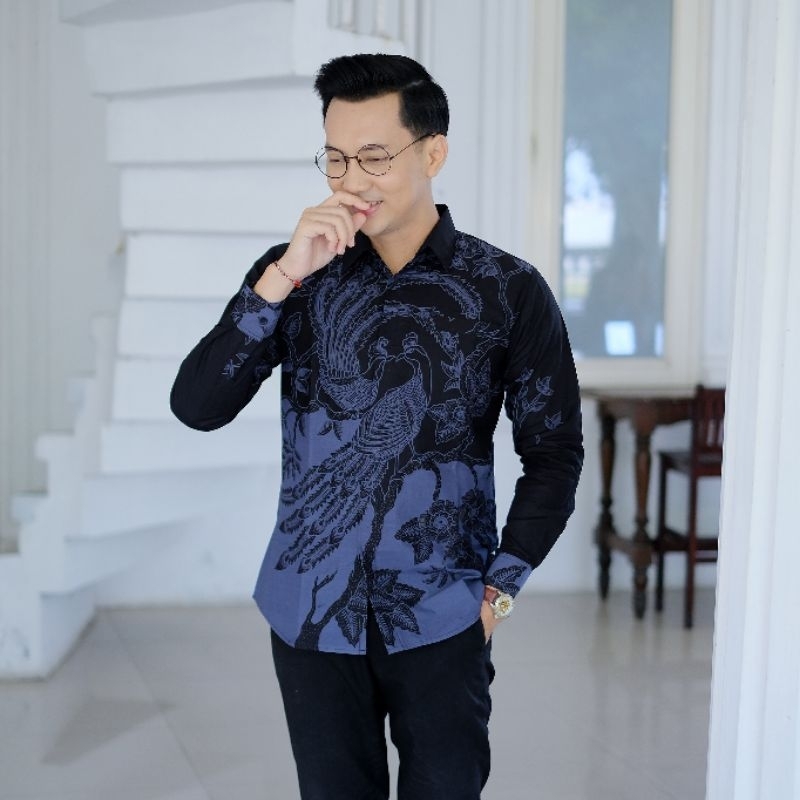 Warna Abu abu Kemeja Batik Pria Slimfit Lengan Panjang Lapis Furing Motif Purwodadi Baju Batik Pria 