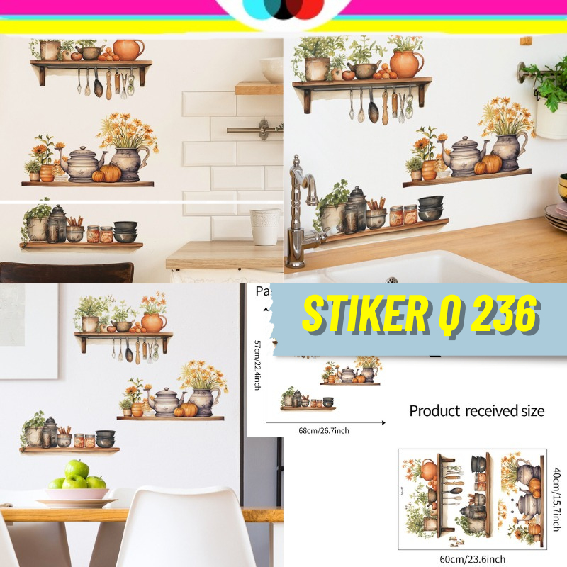 Wallsticker Wall Stiker Sticker Dinding Motif Gambar Rak Pot Bunga Daun Minimalis Lucu  Wallpaper Pa