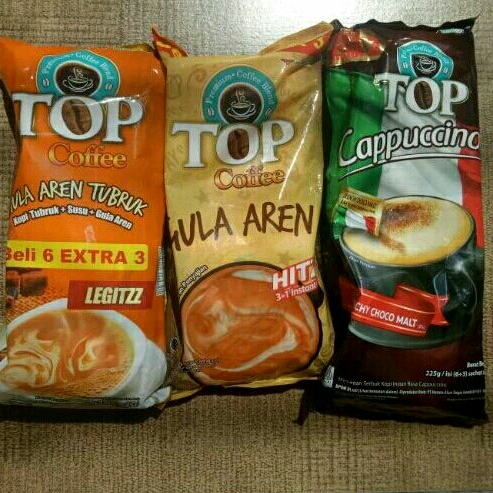 

Kopi TOP Coffee Cappuccino Gula Aren Tubruk isi 6+3 sachet