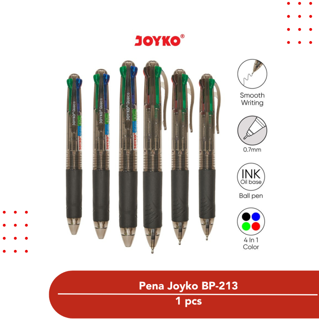 

Ball Pen Pena Joyko BP-213 Quaco 0.7 mm 4 Warna Colors