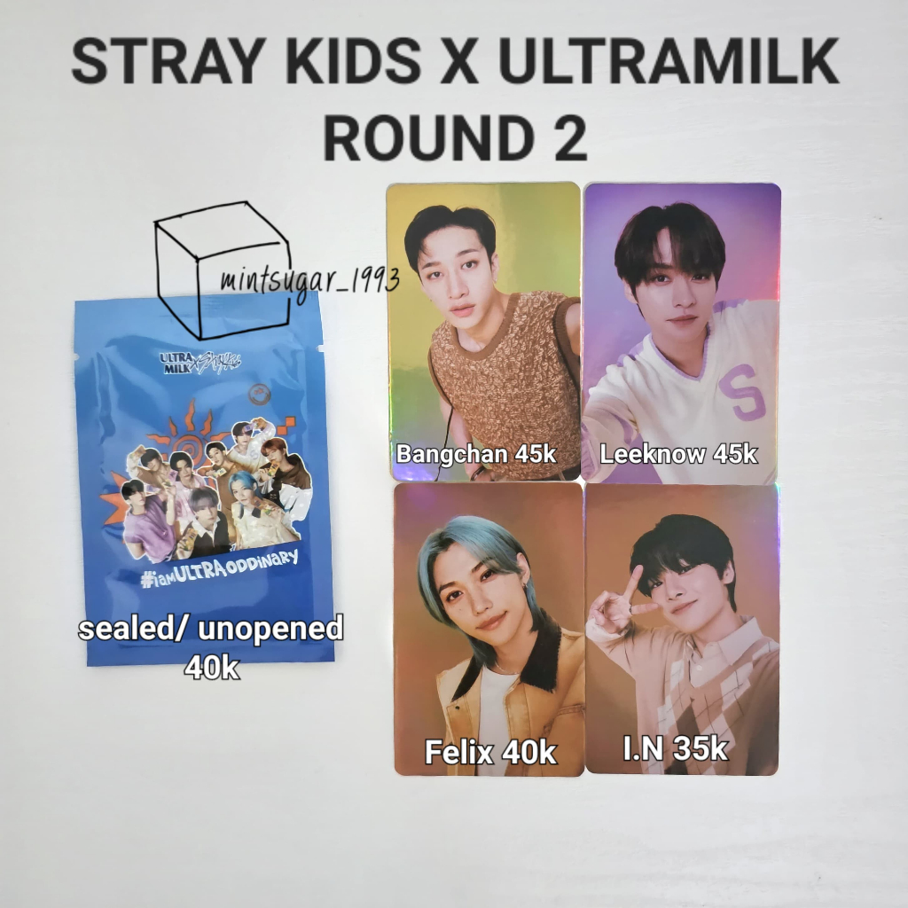 [ READY STOCK ] PHOTOCARD STRAY KIDS X ULTRAMILK ROUND 2 [ SKZ ULTRA MILK SEALED UNSEALED SEAL UNSEA