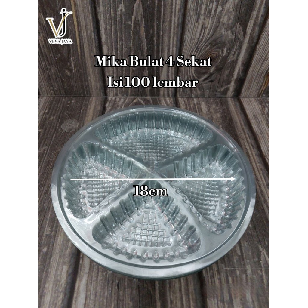 Mika bulat tebal sekat 4 untuk wakul berkat 1 pack isi 100 pcs/ mika lauk sekat 4/ mika sekat 4/ mik