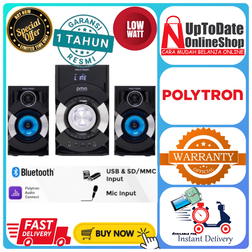 SPEAKER POLYTRON PMA-9527 PMA 9527 PMA9527 SUPER BASS USB BLUETOOH POLYTRON SPEAKER LOW WATT