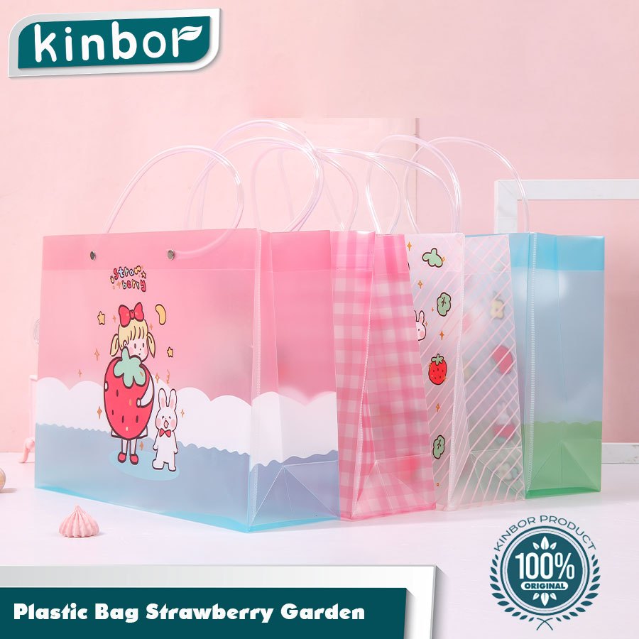 

Plastic Bag Gift Kertas Paper Kantong Strawberry Garden Hadiah Bungkus Kado Anti Air Tas Mini