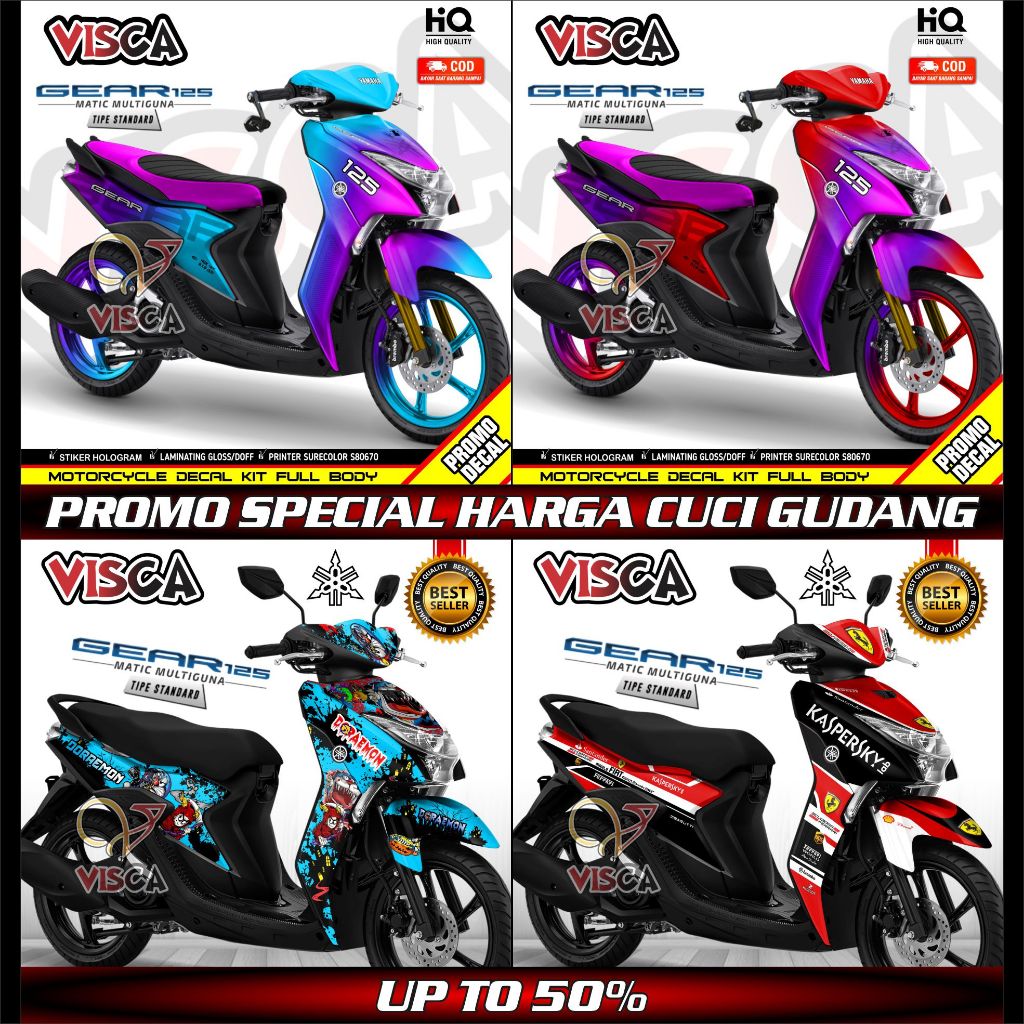 【CUCI GUDANG】Decal Mio Gear Full Body Variasi Harga Murah / Stiker Motor Mio Gear Full Body / Stripi