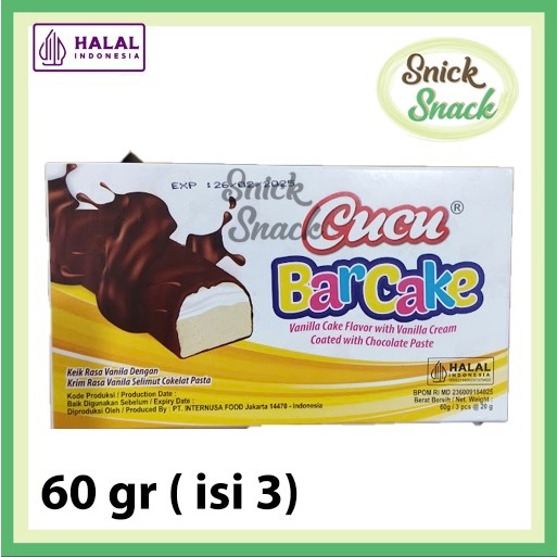 

Cucu Bar Cake 60 gr isi 3 Keik Vanilla Selimut Coklat Pasta Enak