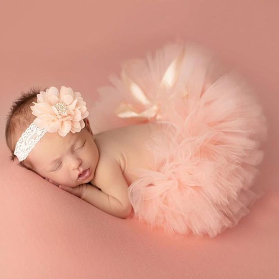 Baju untuk foto bayi warna pink muda / properti foto bayi / rok tutu bayi/ kostum bayi / baju newbor