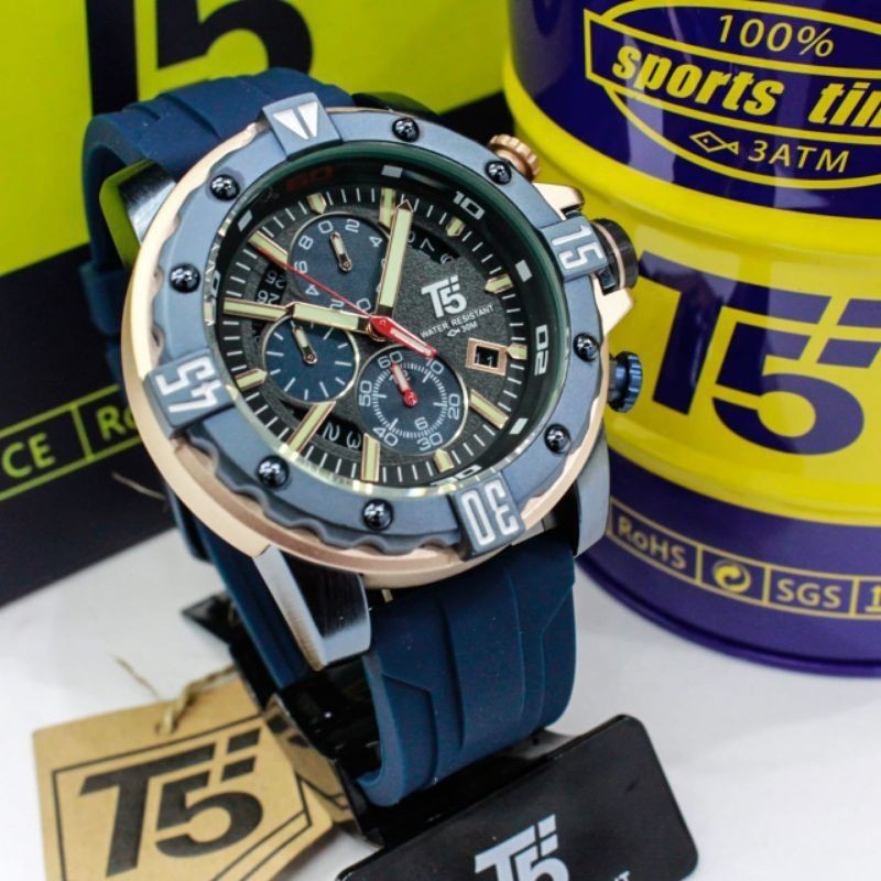 Jam T5 H 3757 Original Chronograph Jarum Semua Aktif  Jam Tangan T5 3757 Jam Original Pria T5