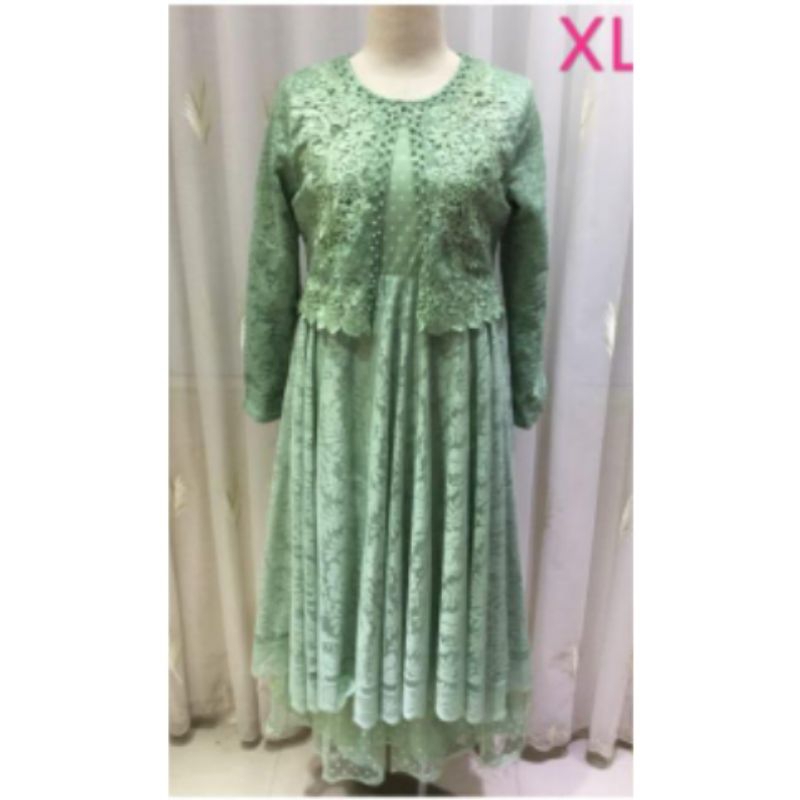 E.F -GAMIS KERANCANG BROKAT PREMIUM - DRESS PESTA MEWAH - GAMIS ROMPI WANITA MODERN - BAJU GAMIS MEW