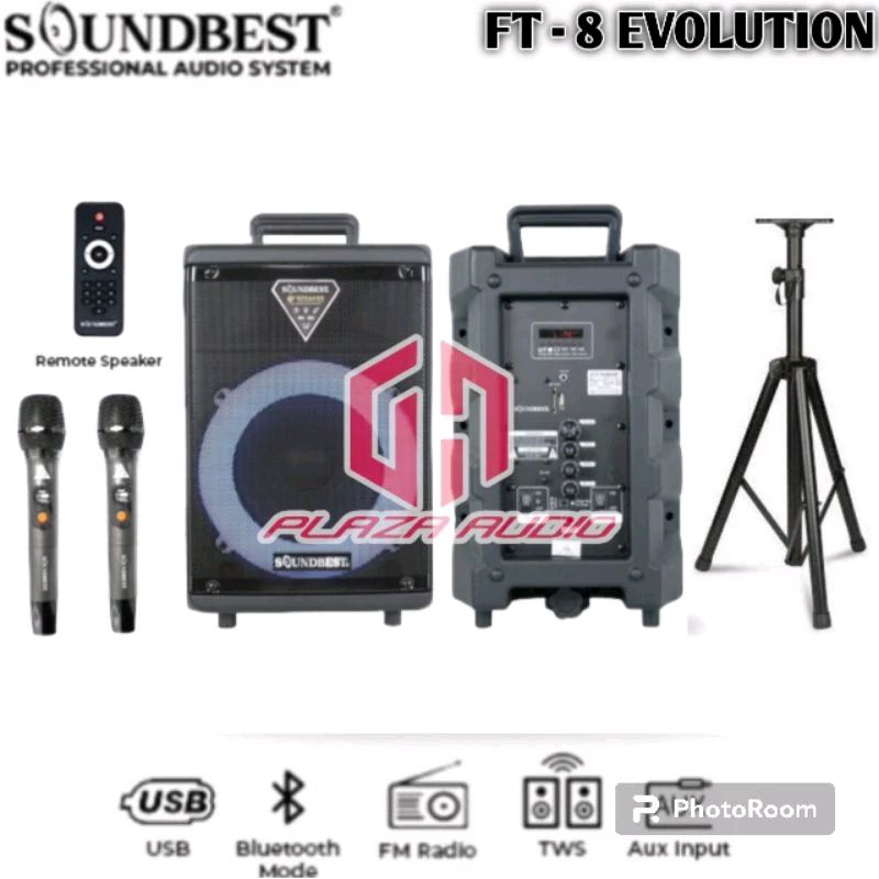 □ BISA COD □ Speaker Portable Meeting SOUNDBEST FT 8 EVOLUTION - 8 Inch Bluetooth USB SOUNDBEST FT8