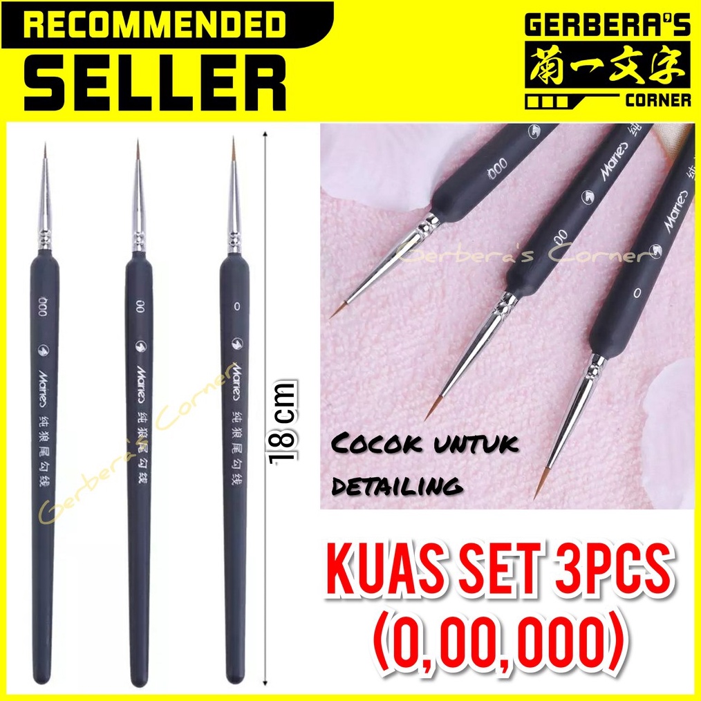 

Maries Nylon Paint Brush Set 3pcs Kuas Cat Gundam Hand Brush Detailing ART I1G9