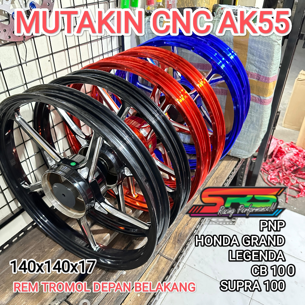 VELG MUTAKIN AK55 CNC honda grand Astrea legenda cb 100 supra x 110 Tromol depan Belakang
