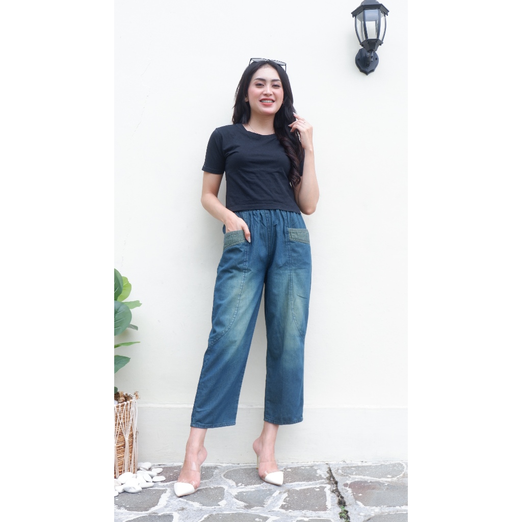 Leo Pants Jumbo / Celana Big Size / Celana Jeans Jumbo / Celana Wanita Korea