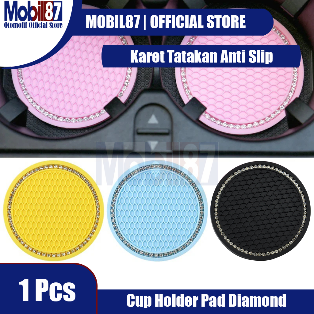 PQY Tatakan Botol Dekorasi Mobil Cup Holder Pad Diamond Coaster - HT-05 - Black Car Universal Rhines