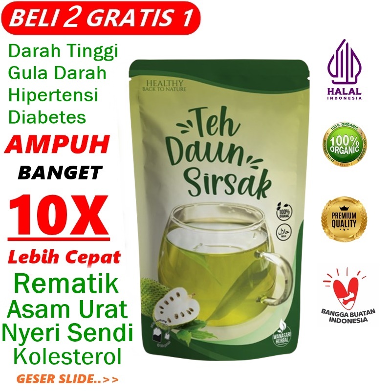 

Teh Daun Sirsak Premium NO.1 Organik Ampuh Atasi Penyakit Tumor Kanker Rematik Asam Urat Nyeri Sendi Pegal Linu Sakit Pinggang