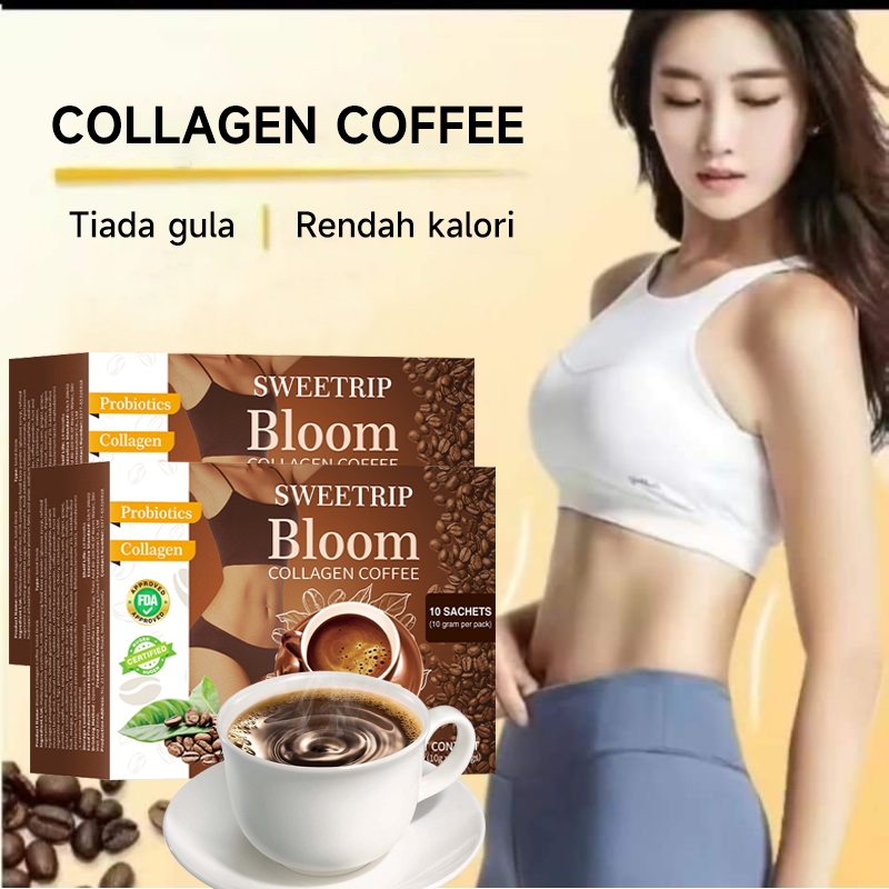 

SWEETRIP Bloom Collagen Coffee 100g Kopi Diet Enzim Pelangsing Tubuh Penghancur Lemak Instant Coffee Robusta Collagen Detoksifikasi Dan Turunkan Berat Badan Membakar Lemak Kurangi Nafsu Makan