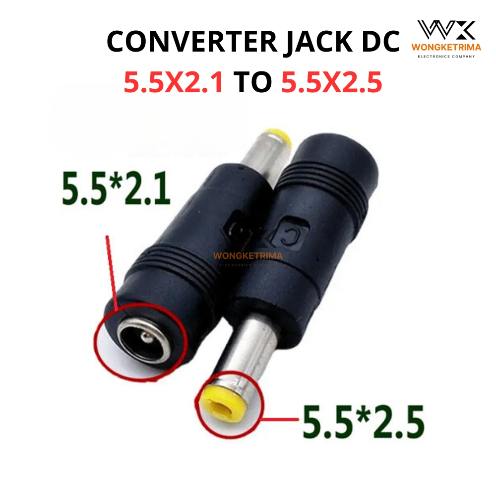 CONVERTER JACK DC 5.5X2.1 TO 5.5X2.5 SAMBUNGAN ADAPTOR JACK DC UKURAN 5.5MM X 2.1MM KE TO 5.5MM X 2.