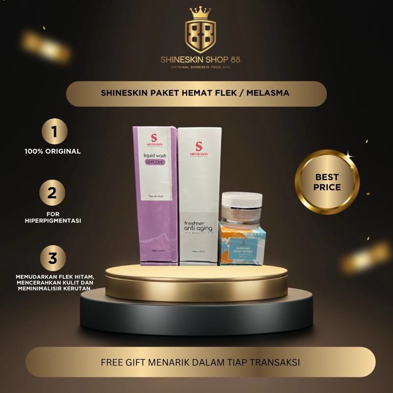 SHINESKIN PAKET FLEK WHITENING GLOWING ( ISI 4 ) / SHINESKIN PAKET GLOWING FLEK TEBAL
