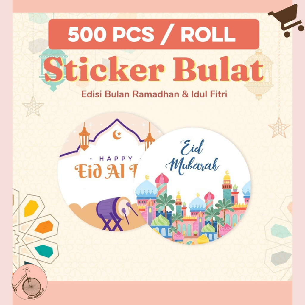 

500 Pcs Sticker Roll 2,5cm Selamat Hari Raya Idul Fitri dan Haji Umroh Tempel Kado Toples Kue ST001