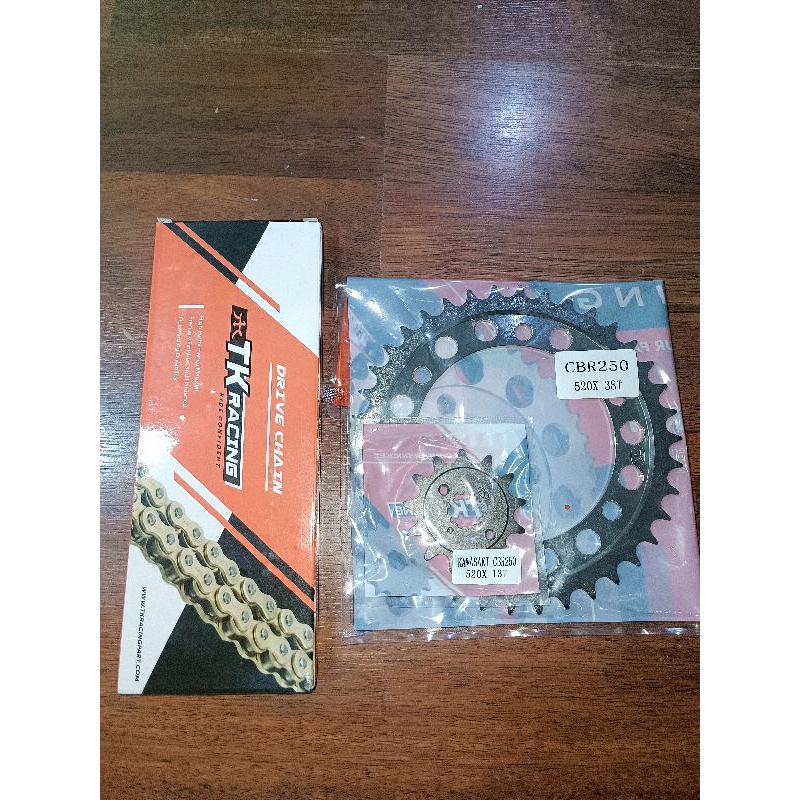 GEAR SET TK HONDA CBR 250 R / CBR 250 THAILAND & RANTAI TK 520 HS GOLD