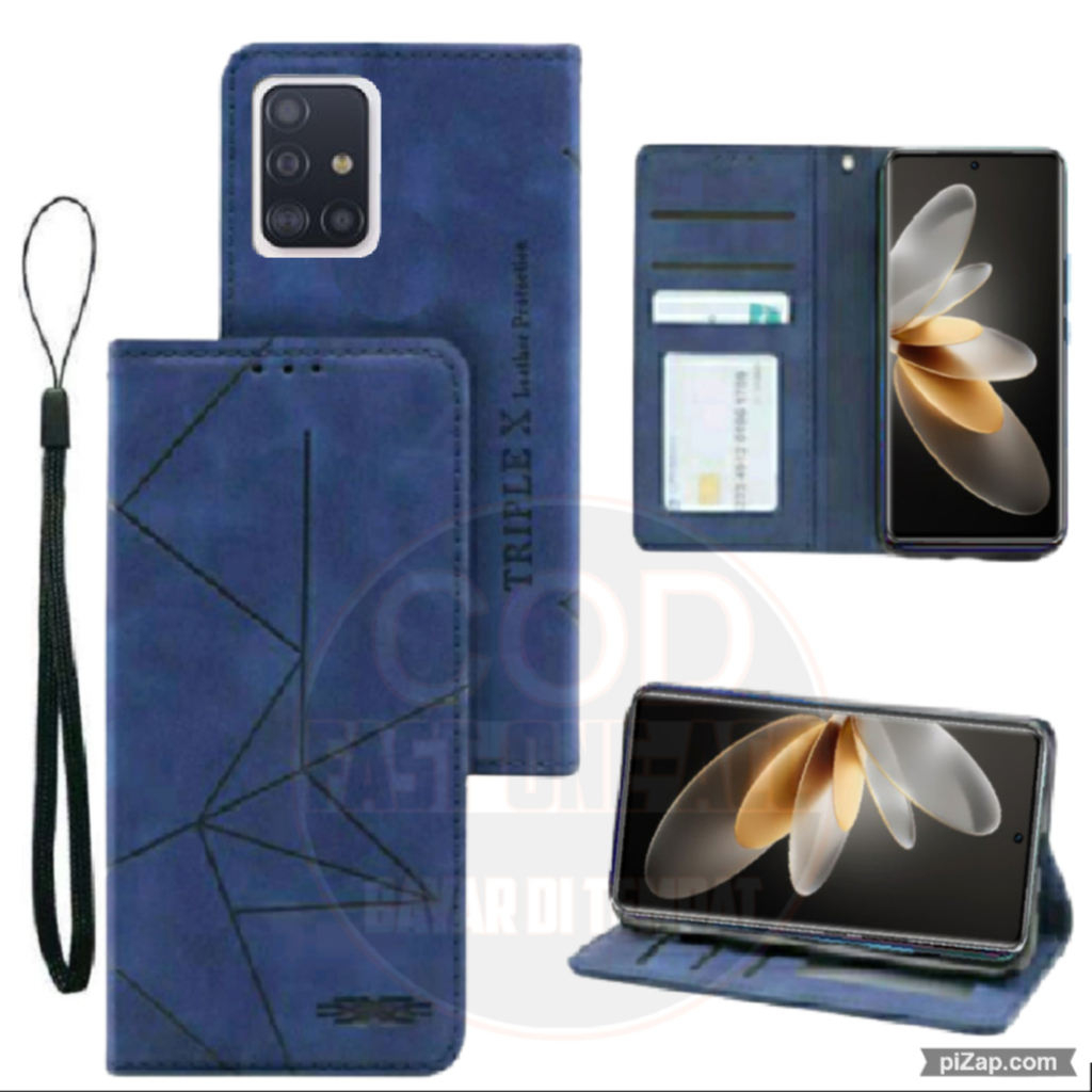 CASE HP SAMSUNG A71 - CASING DOMPET MOTIF -FLIP COVER LEATHER-SARUNG HP