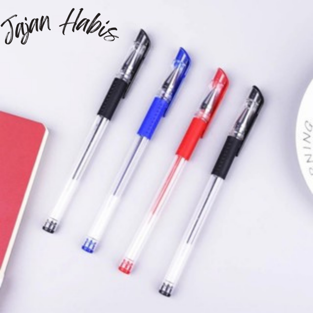 

JABIS Pena Gel 0.55mm Standard Pulpen Gel Standard Bolpoin Cair Alat Tulis Sekolah Bolpen Warna Hitam Biru Merah Murah