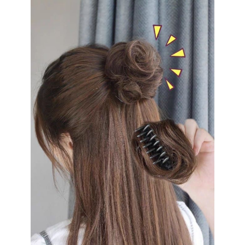 {JO}Jepit Rambut Palsu Wig (Straight/Lurus) Cepol Kecil Imut Donut Klip Imut