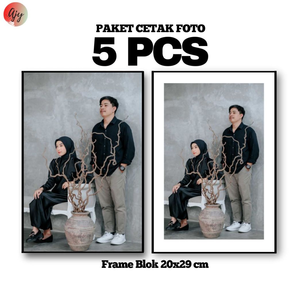 AJY Paket 5 PCS Cetak Foto 10r (20x29 cm) + Bingkai Frame Blok Dekorasi Rumah Kamar Tidur