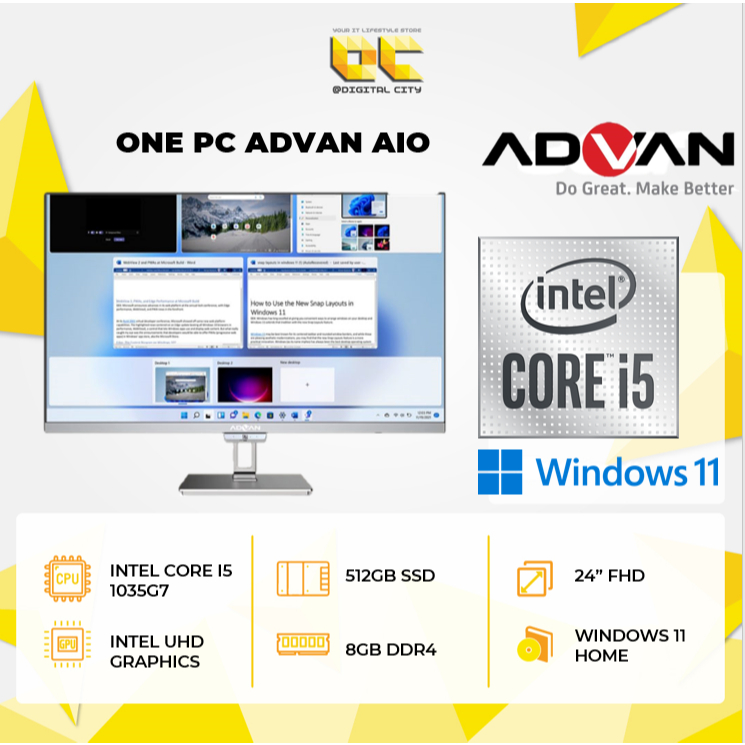 Advan AIO i5 1035G7 8GB 512GB SSD W11 24"