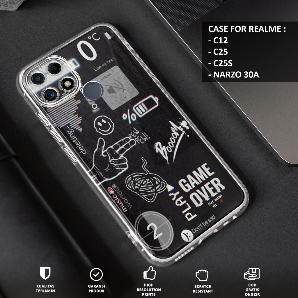 Case REALME C12 C25 C25S NARZO 30A - Casing Motif NASA TICKET - Softcase Premium Fourside - Bening T