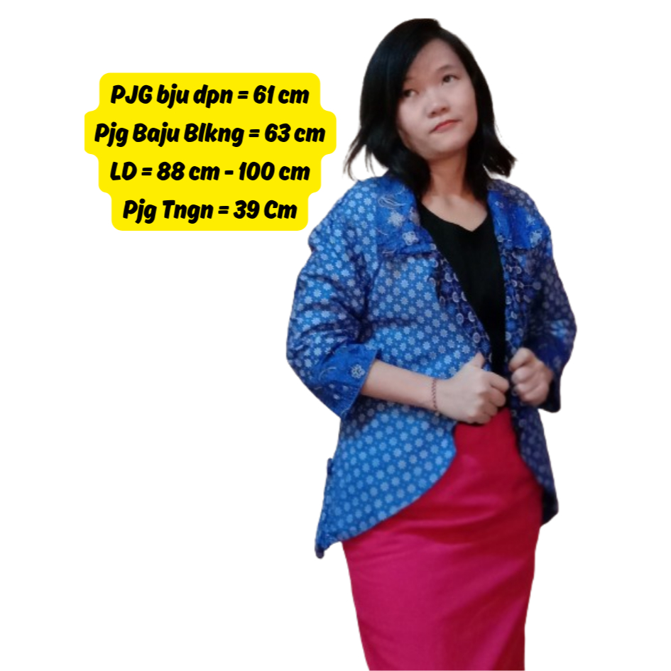 Blazer Batik Wanita - Jas Batik 2 Motif Depan Belakang - Outer batik wanita / Blazer Batik Modern / 