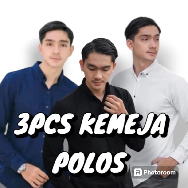 3PCS KEMEJA POLOS LENGAN PANJANG 100RIBUAN KEMEJA POLOS LENGAN PANJANG PRIA COUPLE KEMEJA POLOS LENG