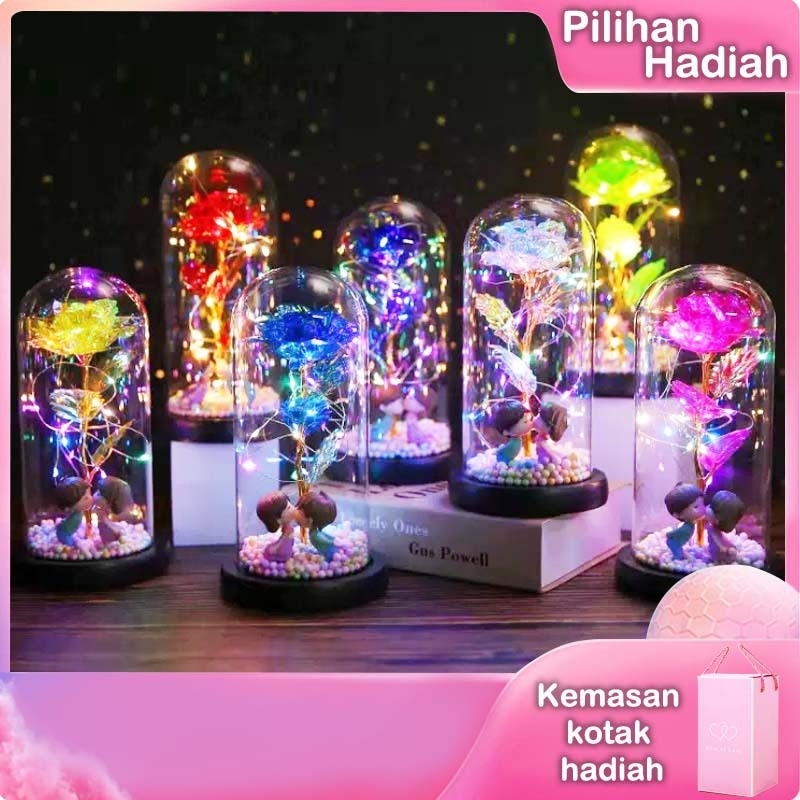 Bunga Mawar Box Bunga Kap Lampu Led Kotak Hadiah Yang Indah Tambahkan Lapisan Pelindung Busa Beberap