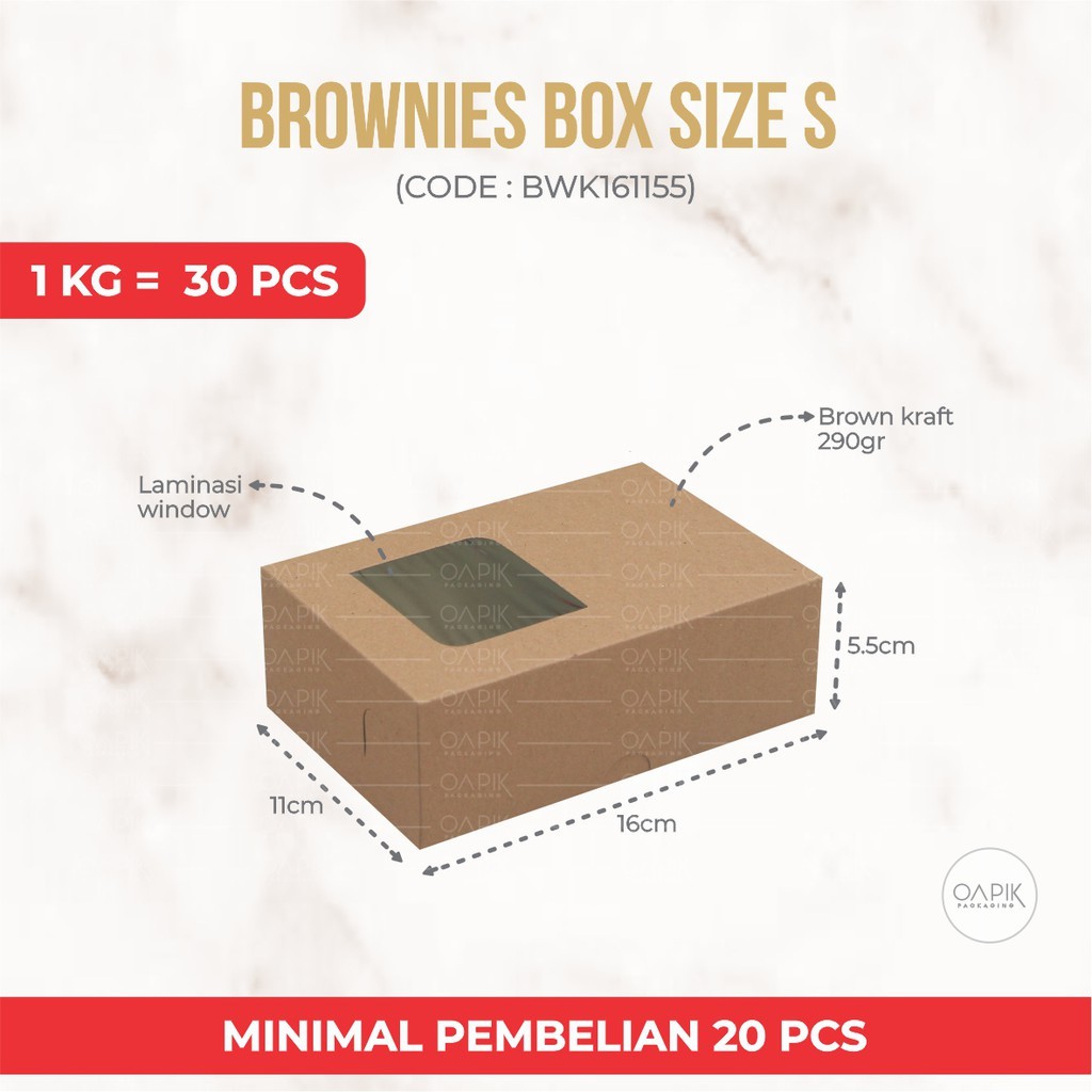 

BROWNIES BOX S, Kemasan Makanan, Packaging Makanan, Dus Makanan, Dus Snack, Dus Kue, Box Kue