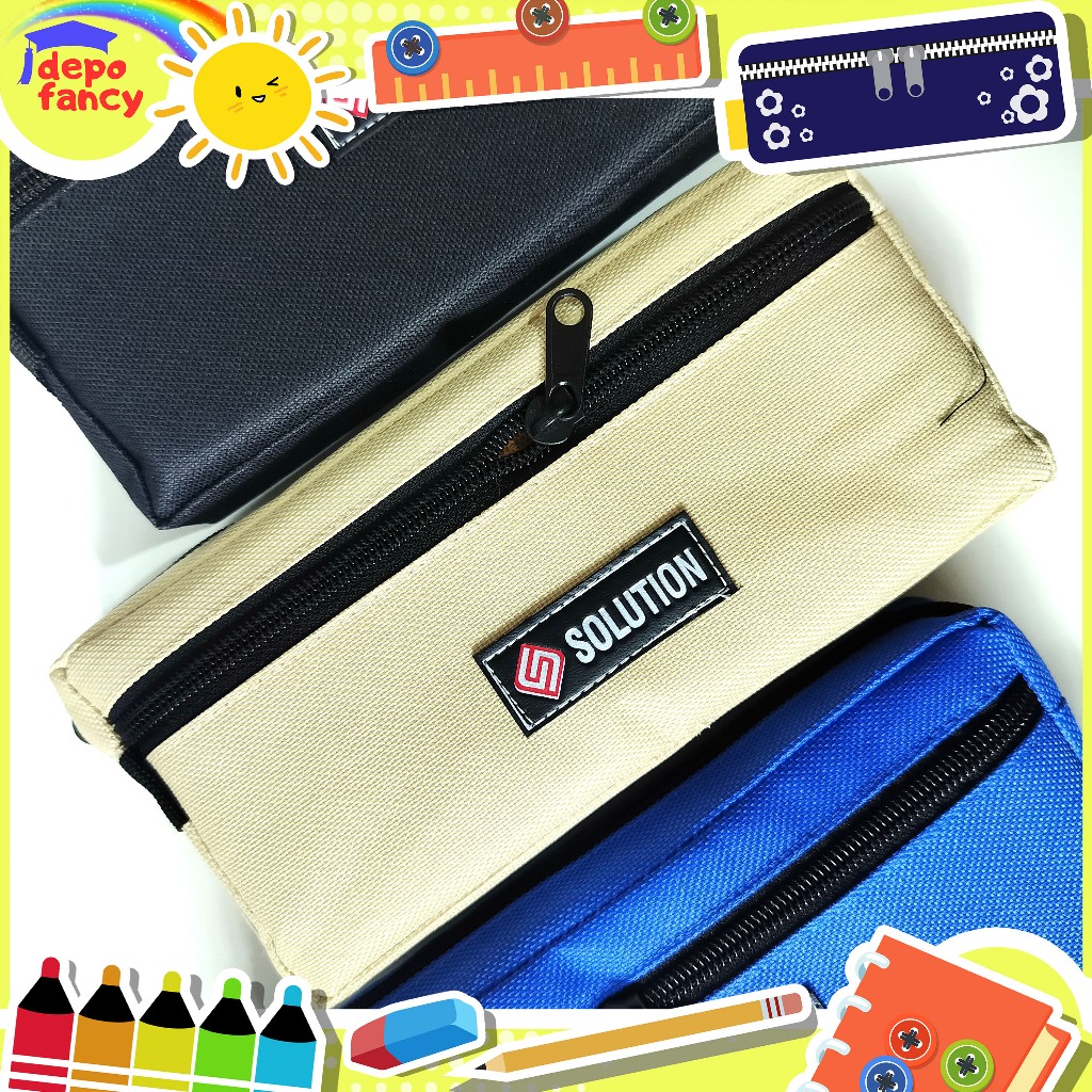 

Kotak Pensil Kain 2 Resleting SOLUTION Teng-Teng / Pencil Case / Boks Pensil / Box Pensil / Tepak Pensil