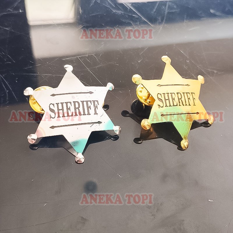 Pin Sheriff Warna Silver Gold Pin Sherif Bintang Pin Bintang Sherif - Aneka Topi