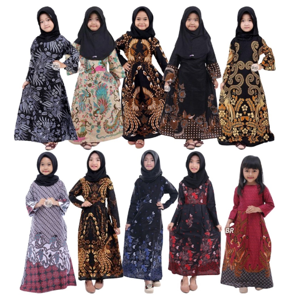 Gamis Batik Anak Perempuan Umur 2 Sampai 12 Tahun Katun Baju Muslim Syari Anak Cewek Model