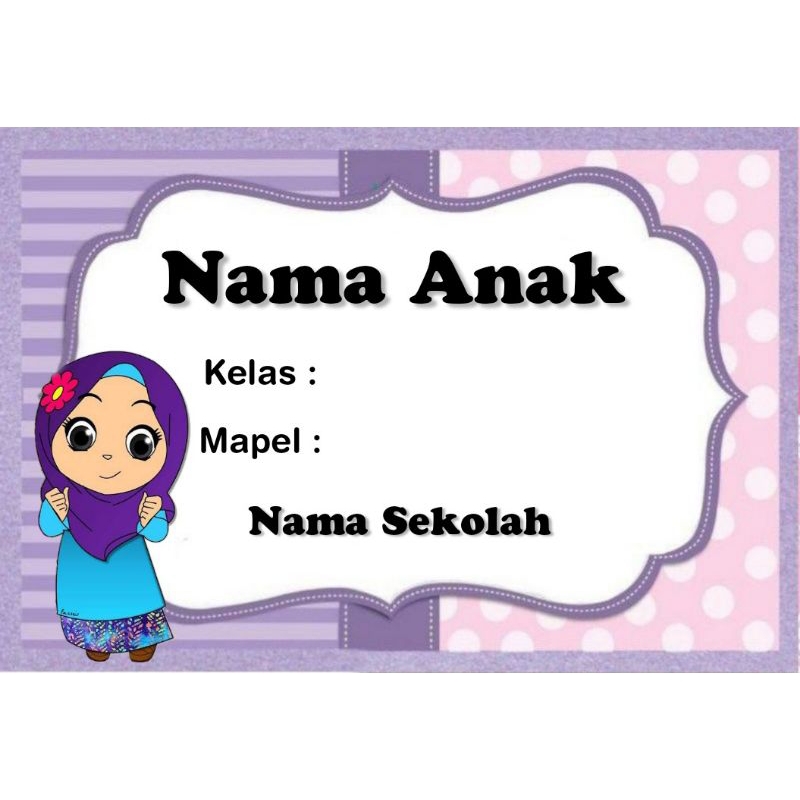 

(ISI 50) LABEL BUKU MOTIF ANAK HIJAB UNGU