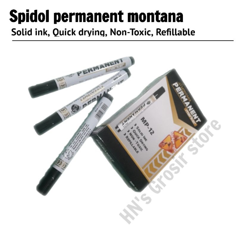 

Spidol montana permanet marker hitam besar MP-12