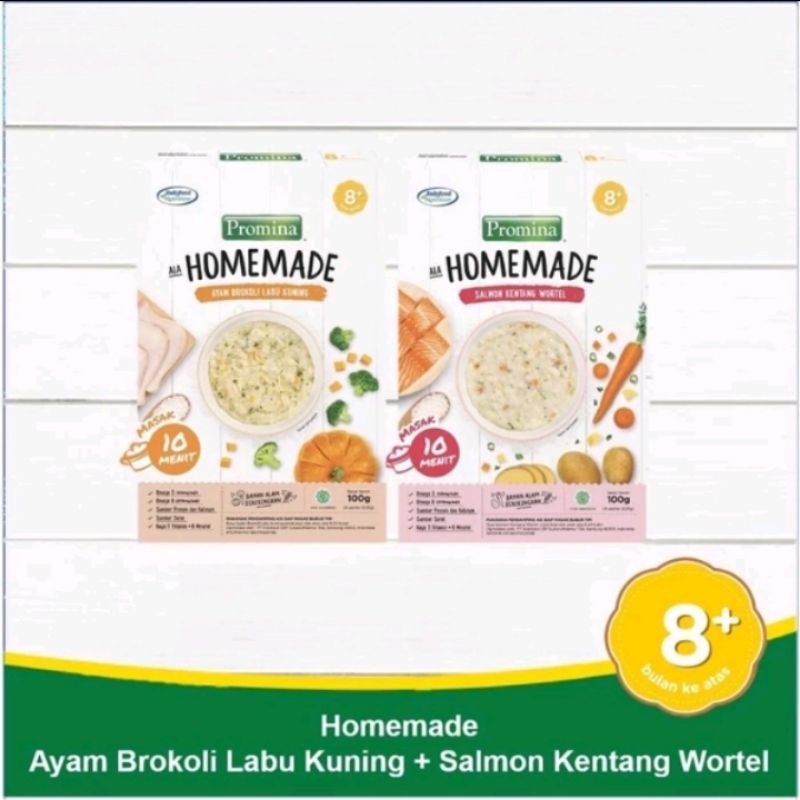 

PROMINA 8+ Homemade Ayam Brokoli Labu Kuning & Salmon Kentang Wortel 100 g