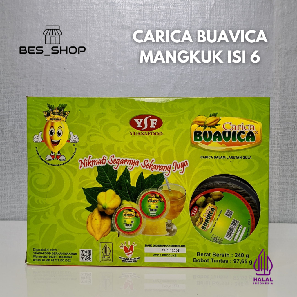 

Carica Buavica Kemasan Mangkuk/Cup Besar Minuman Segar Khas Dieng Isi 6 Pcs Dan 12 Pcs