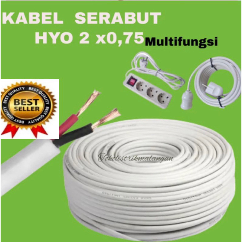 KABEL SERABUT 2x0,75/KABEL 2x0,75 SERABUT HARGA METERAN