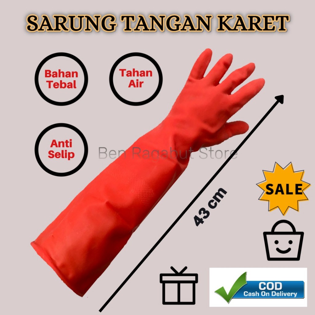 Sarung Tangan karet Panjang cuci piring // Glove industrial //sarung tangan cuci piring