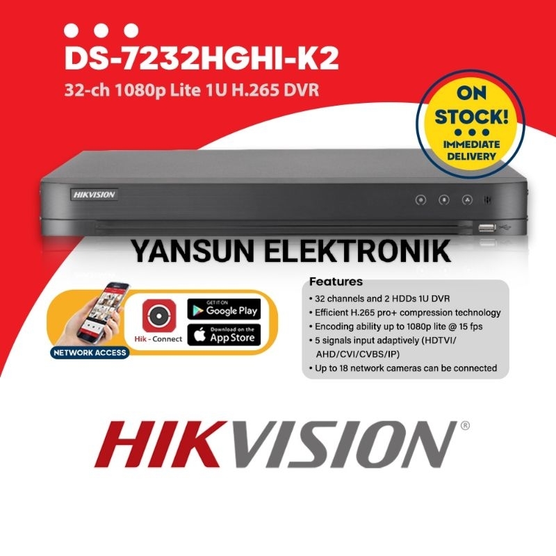 DVR HIKVISION 32Chenel Model DS-7232HGHI-K2 Up to 4mp